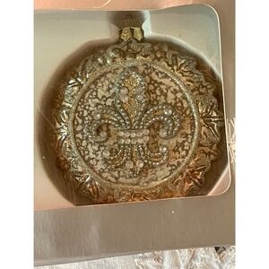 DFleur De Lis Gold Glass Christmas Ornaments - vintage